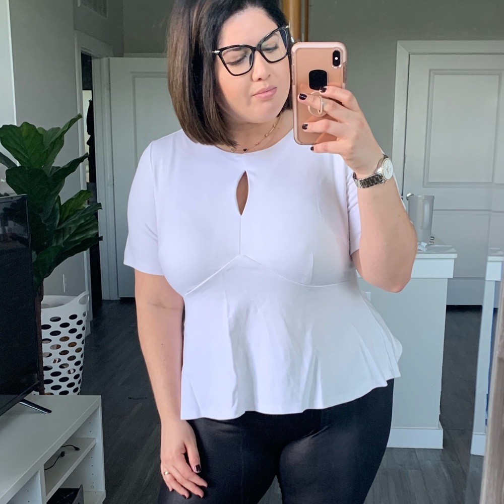 Eloquii White Peplum Top